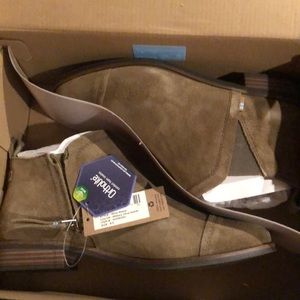 TOMS’ REESE Ankle Bootie in Military Olive Suede